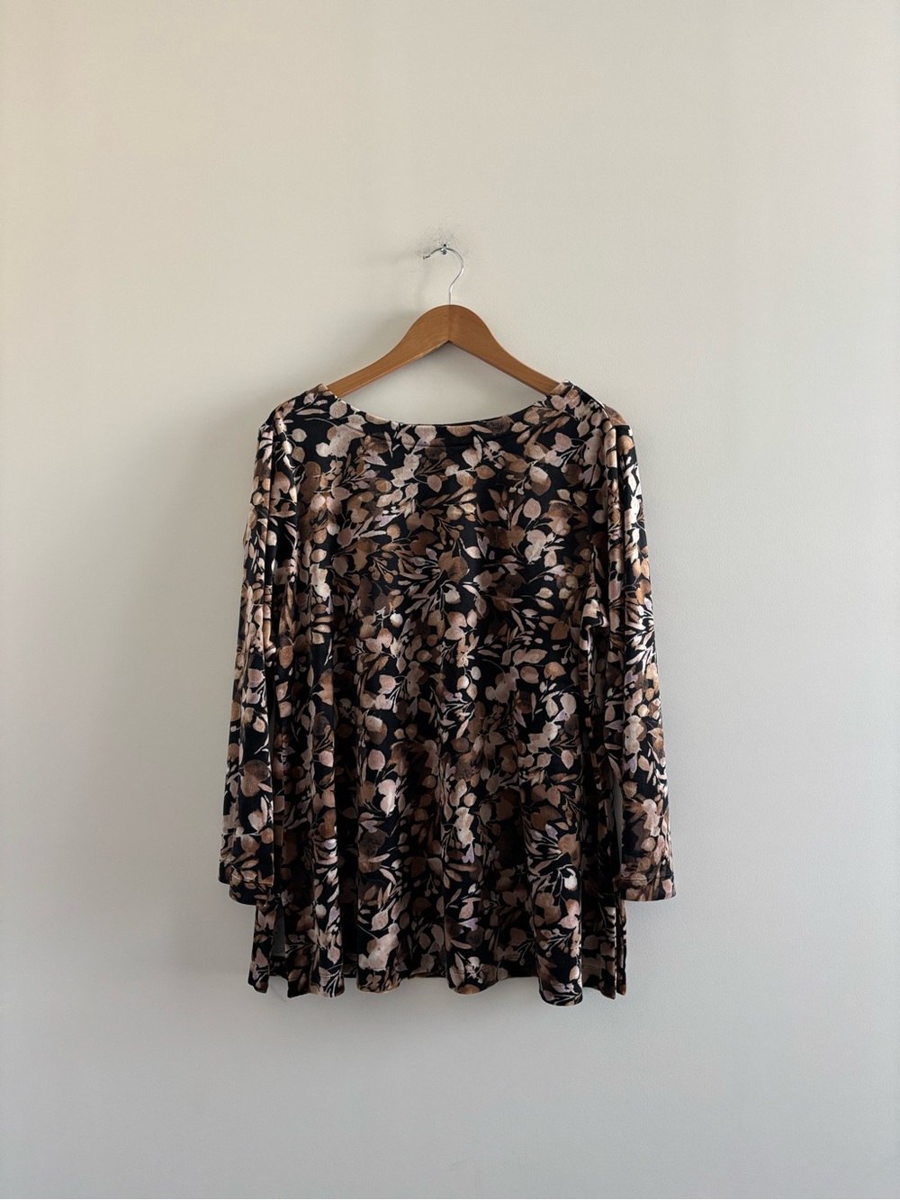 J Jill Tunic Top Velour Floral Autumn Flowers Women XLP Whimsigoth Romantic NWOT